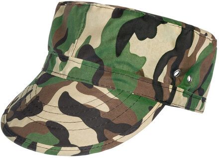 Boland Carnaval verkleed Soldaten hoedje - camouflage groen - voor volwassenen - Militairen/leger thema