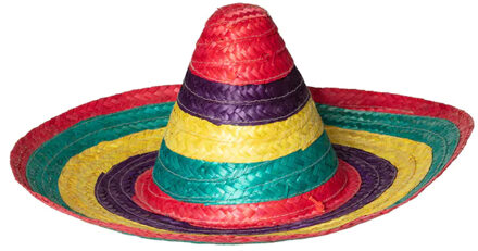 Boland Carnaval verkleed Sombrero hoed Fiesta - multi kleur - volwassenen - polyester - Luxe uitvoering