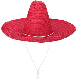 Boland Carnaval verkleed Sombrero hoed Fiesta - rood - volwassenen - polyester - Luxe uitvoering