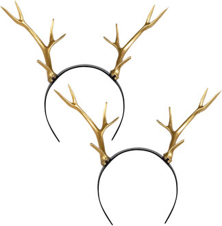 Boland Carnaval verkleed Tiara/diadeem - 2x - hert/rendier gewei - dames/meisjes - Fantasy/elfjes thema