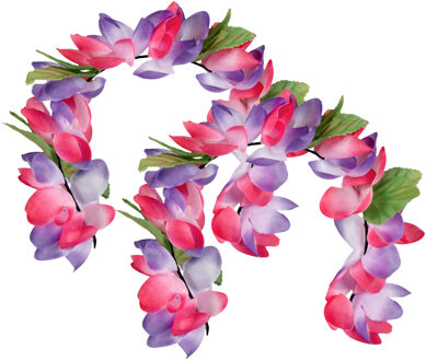 Boland Carnaval verkleed Tiara/diadeem - 2x - Tropische bloemen - dames/meisjes - Fantasy/tropical/hawaii t