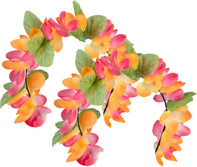Boland Carnaval verkleed Tiara/diadeem - 2x - Tropische bloemen - dames/meisjes - Fantasy/tropical/hawaii t