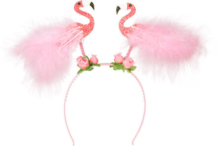 Boland Carnaval verkleed Tiara/diadeem - flamingo roze - dames/meisjes - Tropische Hawaii thema