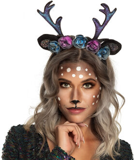 Boland Carnaval verkleed Tiara/diadeem - hert/rendier gewei - dames/meisjes - Fantasy/elfjes thema Blauw