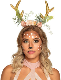Boland Carnaval verkleed Tiara/diadeem - hert/rendier gewei - dames/meisjes - Fantasy/elfjes thema