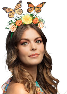 Boland Carnaval verkleed Tropisch diadeem - met vlinders en bloemen