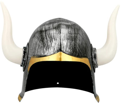 Boland Carnaval verkleed Viking helm - grijs - met hoorns - polyester - heren