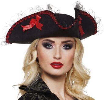 Boland Carnaval verkleed Zwarte piraten driesteek hoed - dames - piraat