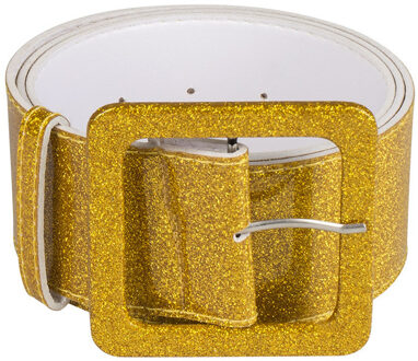 Boland Carnaval verkleedkleding riem - glitter goud -120 cm - Dames - brede riem Goudkleurig