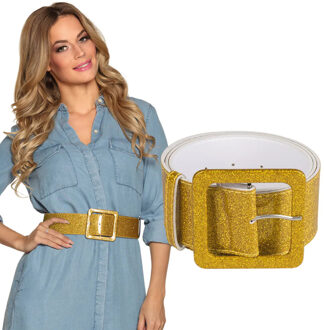 Boland Carnaval verkleedkleding riem - glitter goud -120 cm - Dames - brede riem