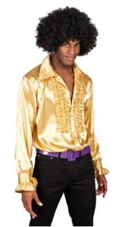 Boland Carnaval verkleedkleding shirt met rouches - goud - heren - blouse - polyester - Disco time