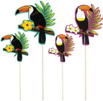 Boland Cocktailprikkers Toekan 4 Stuks 25 Cm En 17,5 Cm