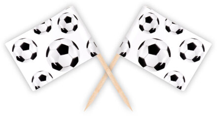 Boland Cocktailprikkers Voetbal 24 Stuks Zwart/wit