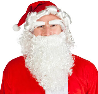 Boland Complete Kerstman verkleedset - baard/snor/wenkbrauwen/muts - Kerst verkleedkleding