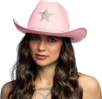 Boland Cowboy verkleed hoed Taylor - ster - roze - volwassenen - Western/explorer thema