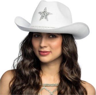 Boland Cowboy verkleed hoed Taylor - ster - wit - volwassenen - Western/explorer thema