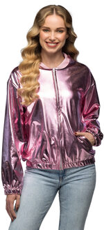 Boland dames carnaval verkleed jas - roze - metallic glans 36/38 (S/M)