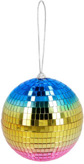 Boland Disco spiegel bal - rond - regenboog - Dia 15 cm - Seventies/eighties thema versiering Multi