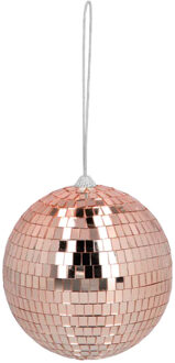 Boland Disco spiegel bal - rond - rose goud - Dia 15 cm - Seventies/eighties thema versiering