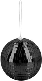 Boland Disco spiegel bal - rond - zwart - Dia 15 cm - Seventies/eighties thema versiering