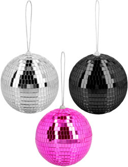 Boland Disco spiegelballen set 3x stuks - mix kleuren - Dia 15 cm - Seventies/eighties thema versiering