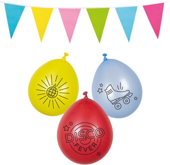 Boland Disco vlaggen en ballonnen set - 6 ballonnen - 10M vlaggenlijn - Universeel