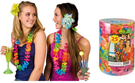 Boland "Doos met 25 Hawaïaanse bloemenkransen - Verkleedattribuut - One size"