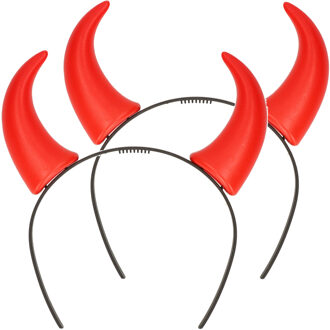 Boland Duivel hoorntjes - 2x - rood - PVC - diadeem - haarband - halloween - carnaval