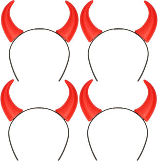 Boland Duivel hoorntjes - 6x - rood - PVC - diadeem - haarband - halloween - carnaval