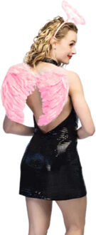 Boland Engel Verkleed set - vleugels en halo - roze - Engelen - carnaval - volwassenen