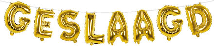 Boland Feest folie ballonenslinger tekst GESLAAGD - goud - 400 cm - versiering Multi