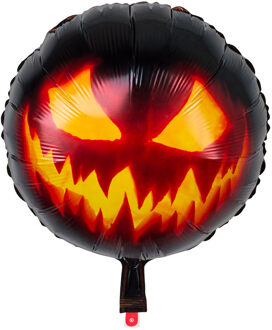 Boland feestballon Creepy Pumpkin 20 cm alu/nylon zwart/oranje