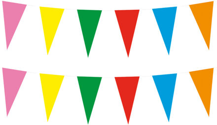 Boland feestvlaggetjes - 2x - Papier - vlaggenlijn multi kleuren - 10 meter - Feestversiering