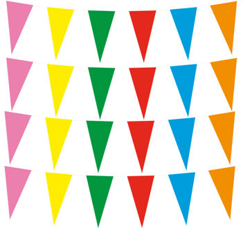 Boland feestvlaggetjes - 4x - Papier - vlaggenlijn multi kleuren - 10 meter - Feestversiering