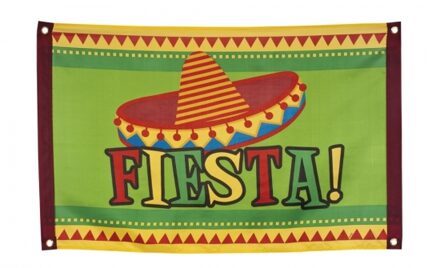 Boland Fiesta vlag met Mexicaanse hoed