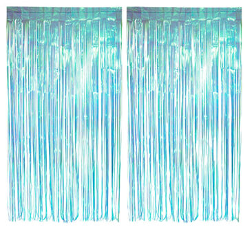 Boland Folie deurgordijn/feestgordijn - 2x - lichtblauw - 100 x 200 cm - Versiering/feestartikelen