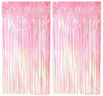 Boland Folie deurgordijn/feestgordijn - 2x - lichtroze - 100 x 200 cm - Versiering/feestartikelen