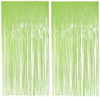 Boland Folie deurgordijn/feestgordijn - 2x - neon fluor groen - 100 x 200 cm - Versiering/feestartikelen