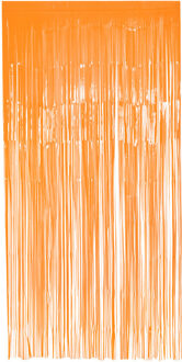 Boland Folie deurgordijn/feestgordijn - fluor oranje - 100 x 200 cm