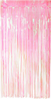 Boland Folie deurgordijn/feestgordijn - lichtroze - 100 x 200 cm - Versiering/feestartikelen