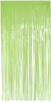 Boland Folie deurgordijn/feestgordijn - neon fluor groen - 100 x 200 cm - Versiering/feestartikelen