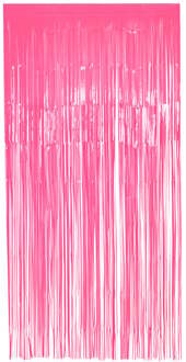 Boland Folie deurgordijn/feestgordijn - neon fluor roze - 100 x 200 cm - Versiering/feestartikelen