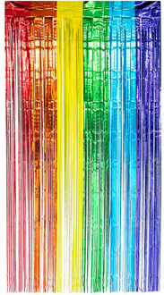 Boland Folie deurgordijn/feestgordijn - regenboog kleuren - 100 x 200 cm - Versiering/feestartikelen Multi