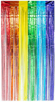Boland Folie deurgordijn/feestgordijn - regenboog kleuren - 100 x 200 cm - Versiering/feestartikelen