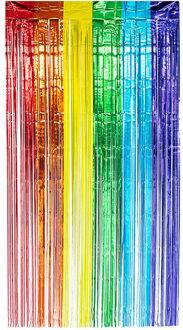 Boland Folie deurgordijn/feestgordijn - regenboog kleuren - 100 x 200 cm - Versiering/feestartikelen