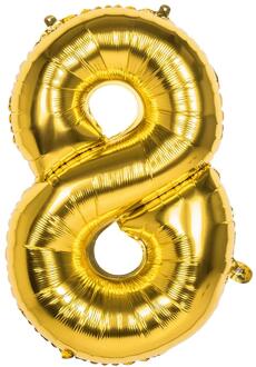 Boland Folieballon Cijfer 8 Latex Helium Goud 86 Cm