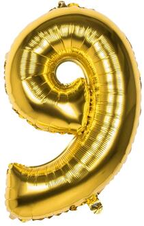 Boland Folieballon Cijfer 9 Latex Helium Goud 86 Cm