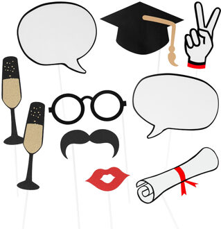 Boland foto prop set Geslaagd - 10-delig - examenfeest/diploma uitreiking - photo booth accessoires - Feestdecoratievoor