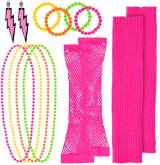 Boland Foute 80s/90s party verkleed accessoire set - 5-delig -A‚ jaren 80/90 thema feestje - Verkleedsieraden Multikleur