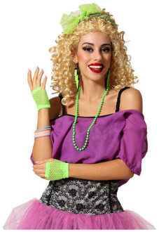 Boland Foute 80s/90s party verkleed accessoire set - neon groen - 7-delig - jaren 80/90 thema feestje Fluor groen